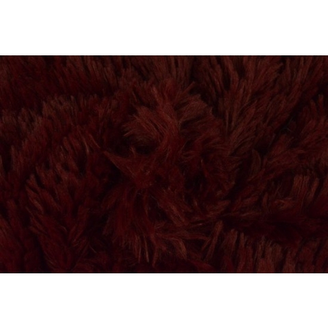 10 meter bont stof - Langharig - Bordeaux rood - Pluche stof op rol