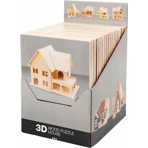 3D Houten constructie set, 24 stuk/ 1 doos