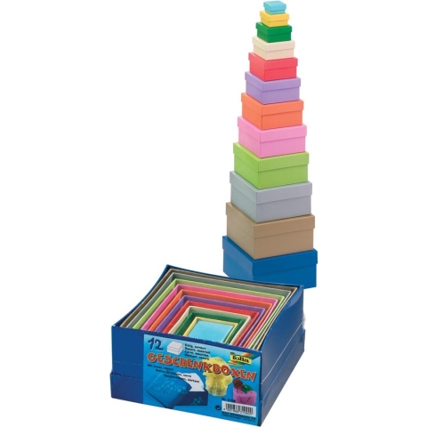 Folia geschenkdozen vierkant, ft grootste: 14,5 x 7,5 cm (l x h), ft kleinste: 3,5 x 2 cm (l x h) 6 stuks
