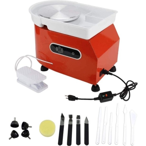 Pottenbakkersschijf - Pottery Wheel - Keramische kleimachine, 25 cm, met lcd-display, 350 W, voor keramische werkzaamheden, met wastafel en afneembare ABS-wastafel