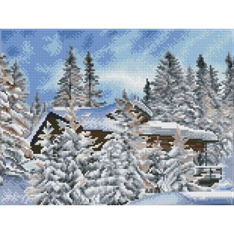 Full Diamond Painting Volwassenen Met Lijst/Frame - Hobby - Volledig Pakket - Vierkante Steentjes - DQK8.015 Diamond Dotz® - Skiien in de Alpen 31 x 41cm