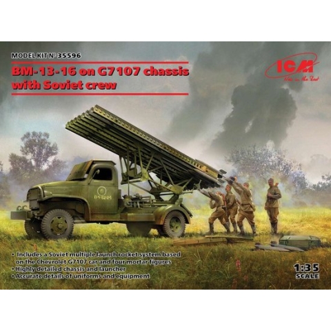 1:35 ICM 35596 BM-13-16 on G7107 Chassis w/Soviet Crew Plastic Modelbouwpakket