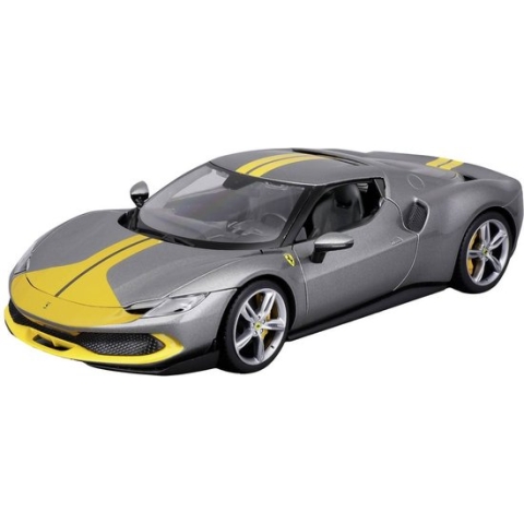 Bburago Ferrari R&P 296GTB Assetto Fiorano, grau/gelb 1:18 Auto