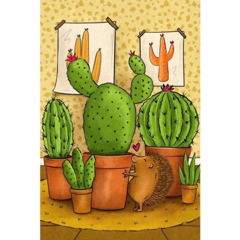 Diamond painting - Verliefd egeltje - Illustratie van Lonneke Verhoef - 50 x 70 cm - canvas materiaal - vierkante steentjes - Binnen 2-3 werkdagen in huis