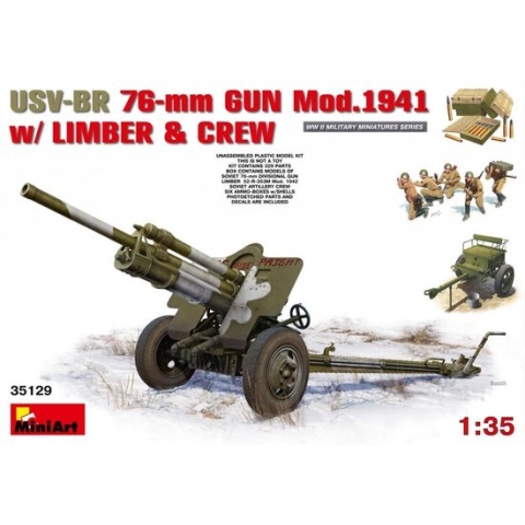 1:35 MiniArt 35129 USV-BR 76mm Gun Mod.1941 w/Limber & Crew Plastic Modelbouwpakket
