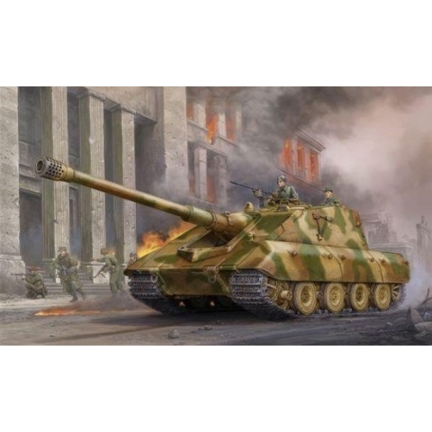 The 1:35 Model Kit of a German Stug E-100.

Plastic Kit 
Glue not included
Dimension 365 *127 mm
270 Plastic Parts
The manufacturer of the kit is Trumpeter.This kit is only online available.