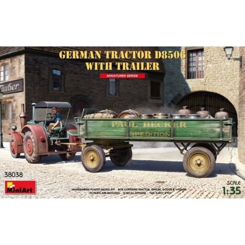 1:35 MiniArt 38038 German Tractor D8506 with Trailer Plastic Modelbouwpakket