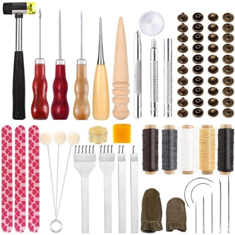 Bamru Leren DIY Gereedschapsset voor Handwerk