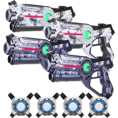 Light Battle Active Camo Lasergame Set - Grijs/Wit - 4 Pack + 4 vesten