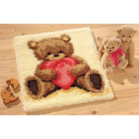 Knooptapijt kit Popcorn Beertje met hart - Vervaco - PN-0011093