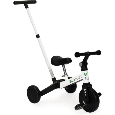 Driewieler - fiets - met duwstang - 2-in-1 - zwart wit