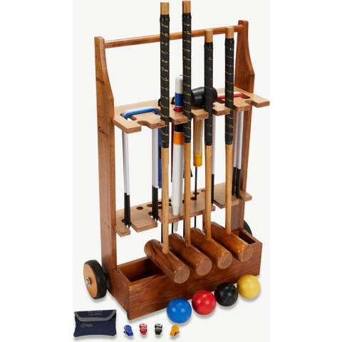 Professionele Croquet set, 4-persoons, unieke kunststof ballen, sterke stalen poorten met Trolley Klasse en Geweldig