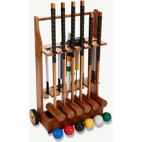 Origineel Engelse Tuin Croquet set, 6 persoons met Trolley Klasse en Geweldig ®Designed in UK - Prachtig afgewerkt - Kwaliteit & Klasse - Profi