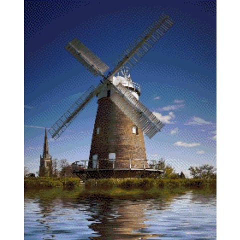 MyHobby Borduurpakket – Molen in Nederland 40×50 cm - Aida stof 5,5 kruisjes/cm (14 count)