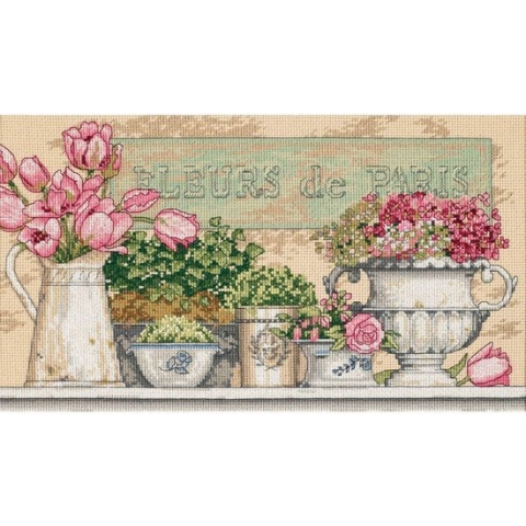 Borduurpakket Flowers Of Paris  (36 x 20 cm)