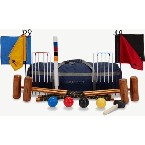Engelse Tuin Croquet Set - Prachtige Origineel Tuinspel - 4-persoons met Toolkit Croquettas Klasse en Geweldig ®Designed in UK - Prachtig afgewerkt - Kwaliteit & Klasse - Profi