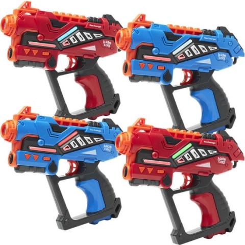 KidsTag Recharge lasergame set - 4 oplaadbare laserguns P2 - Lasergamen vanaf 6 jaar - Extra functies - Digitale display - Geen batterijen nodig