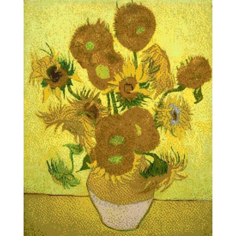 MyHobby Borduurpakket –  Zonnebloemen van Van Gogh 40×50 cm - Aida stof 5,5 kruisjes/cm (14 count)