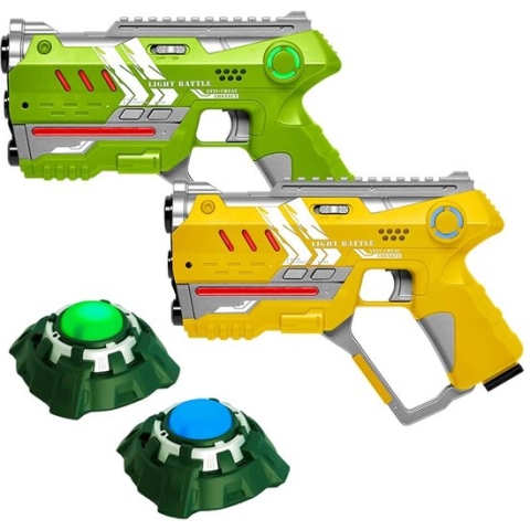 Light Battle Connect Laser game set - Geel/Groen - 2 Laserguns + 2 Targets - Lasergame pistolen met Anti-Cheat functie