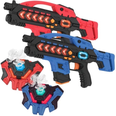 2 lasergeweren + 2 lasergame waterdamp vesten - KidsTag Plus laserguns met veel extra's