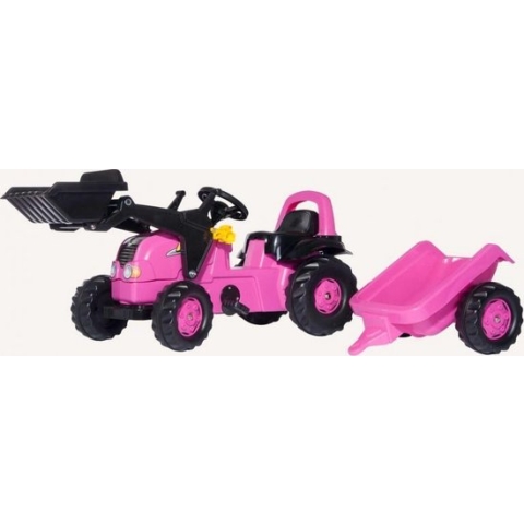 Rolly Toys Kid roze met voorlader en aanhanger
