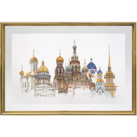 Thea Gouverneur - Borduurpakket met telpatroon - 430 - Voorgesorteerde DMC Garens - St. Petersburg - Linnen - 79 cm x 50 cm - DIY Kit
