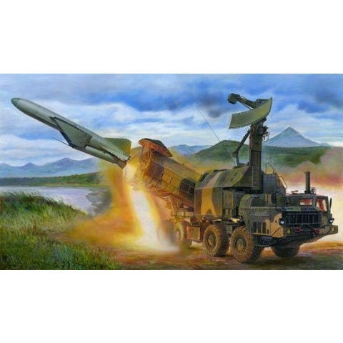 The 1:35 Model Kit of a Russian 4K51 Rubezh Coastal ASM With P-15.

Plastic Kit 
Glue not included
Dimension 423 *88 mm
1100 Plastic Parts
The manufacturer of the kit is Trumpeter.This kit is only online available.