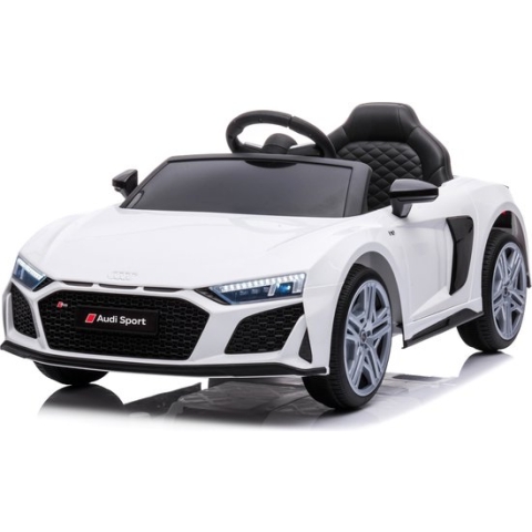 Audi R8 Elektrische Kinderauto/kinder accu auto Wit - lederen zit- EVA wielen - Afstandsbediening - Bluetooth - USB - MP3