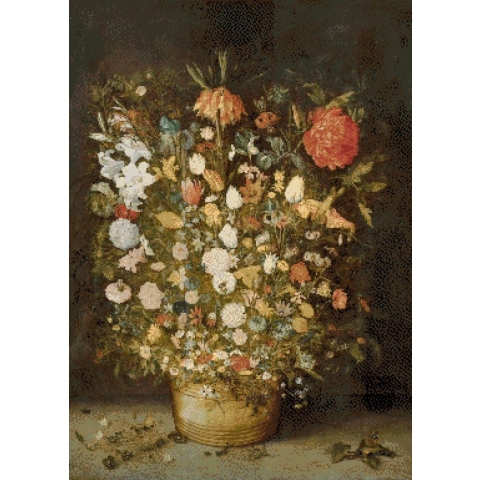 MyHobby Borduurpakket – Stilleven met bloemen (Brueghel) 50×70 cm - Aida stof 5,5 kruisjes/cm (14 count)