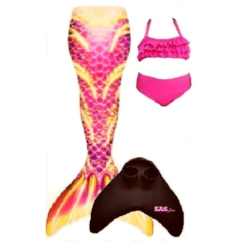 Zeemeerminstaart set Thrill Seeker |maat 104/110 |Met bikiniset en zware kwaliteit neopreen monovin