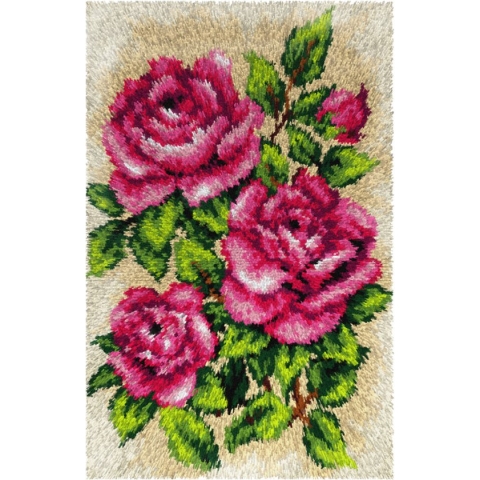 KNOOPKLEED ORCHIDEA - ROZEN - 50 x 75 cm - inclusief knoopnaald