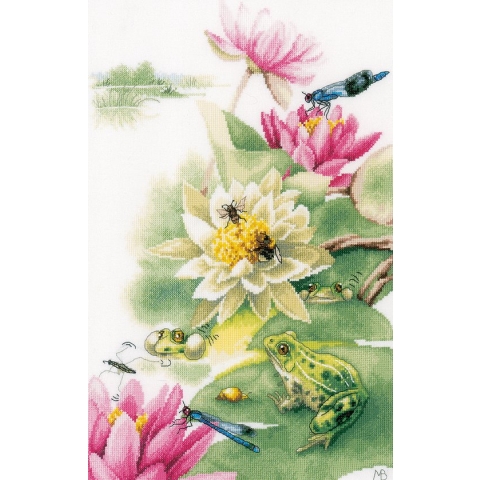 borduurpakket PN0196182 marjolein bastin, lelies en kikkers