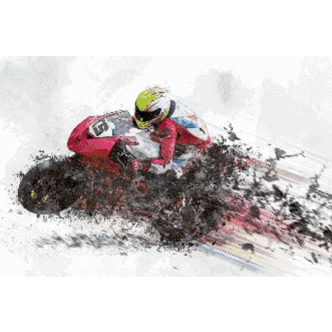 MyHobby Borduurpakket – Stoere motorrijder 60×40 cm - Aida stof 5,5 kruisjes/cm (14 count)