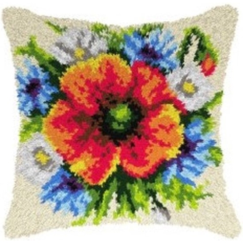 KNOOPKUSSEN KLAPROOS - ORCHIDEA - 40 x 40 cm inclusief knoopnaald