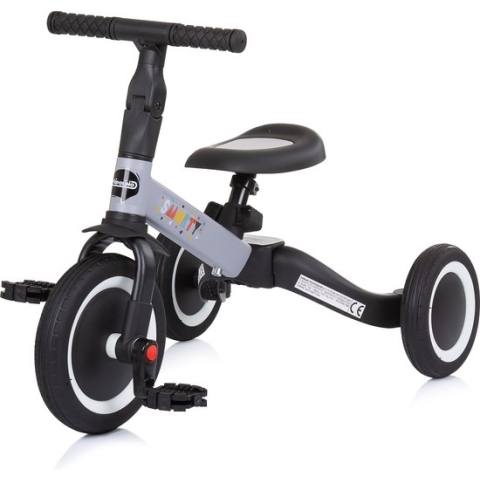 Chipolino Driewieler Smarty - 2 in 1 - Loopfiets - Rubberen banden - Vanaf 12 maanden - Grijs
