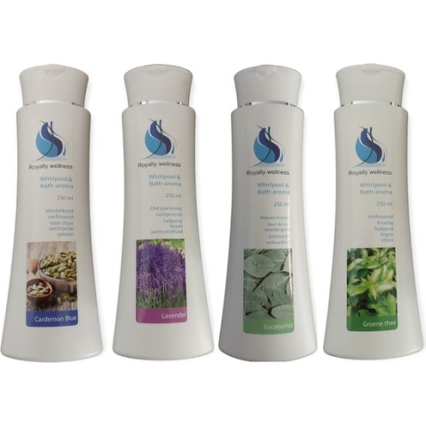 Royalty Wellness aroma set 4 geurtjes - 4 x 250 ml - Voor in Jacuzzi, hottub, bubbelbad of opblaasbare spa