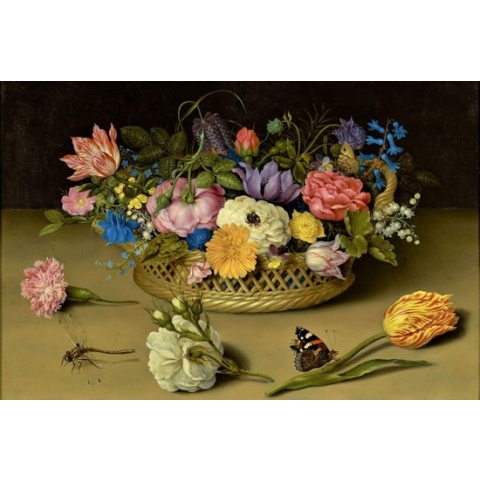 100% Nederlandse Productie! │ Diamond Painting │ Stilleven Bloemen in Mand │ Formaat 90 x 60 cm │ Diamond Painting Pakket Volwassenen │ Volledige bedekking │ Vierkant │ Full │ Flitzz Diamond Painting