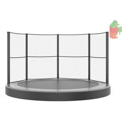 Akrobat Trampoline Half Veiligheidsnet - Geschikt voor Primus en Orbit - 365 cm - Rond - Set - Zwart