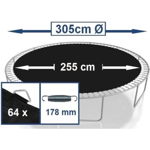 Springmat voor Trampoline 300-305 cm met 64 ringen voor 17,5-18 cm veren