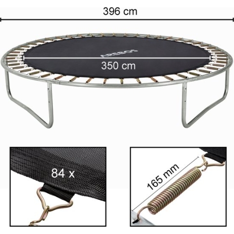 AREBOS Springmat Trampoline - Ø 350 cm - 84 Ogen en - 165 mm Veren - voor Trampolines met Ø 396 cm