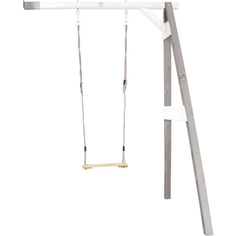 AXI Enkele Houten Aanbouwschommel in Grijs/Wit - FSC hout - Schommel met muurbevestiging, 1 Schommelzitje en 2 grondankers - Schommelset voor kinderen - 10 jaar Garantie!