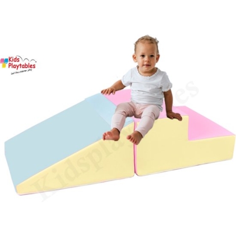 Zachte Soft Play Foam Blokken 2-delige set glijbaan Roze-Geel| grote speelblokken | motoriek baby speelgoed | foamblokken | reuze bouwblokken | Soft play peuter speelgoed | schuimblokken