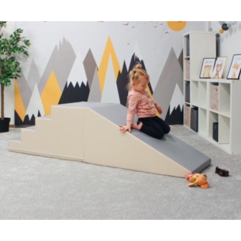 Iglu Foam blokken glijbaan - 2 delig - 50 cm hoog - grijs/Creme