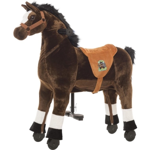 Animal Riding Paard Amadeus Small Bruin - Rijdend paardenspeelgoed - paardenspeelgoed - zadelhoogte 56 CM - Verstelbaar pedaal in 2 standen - Afneembaar zadel.