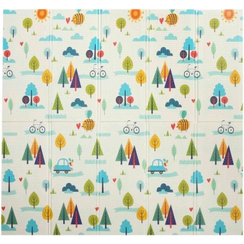 Baby Vivo speelkleed-speelmat- dubbelzijdig met bos en beer motief- 200 x 180 cm-antislip-opvouwbaar