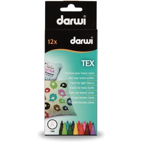 Darwi TEX textiel marker 1mm punt 12stuks
