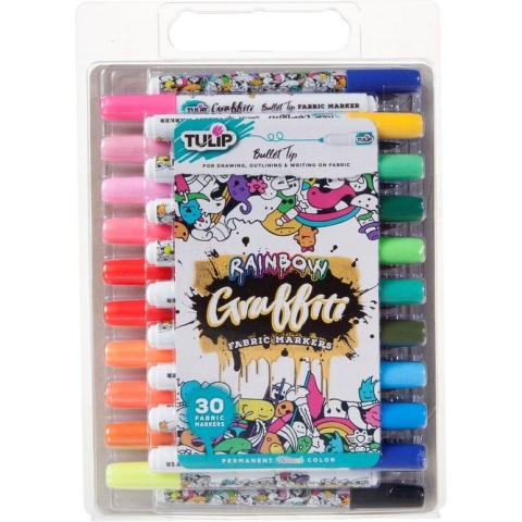 Tulip Fabric markers bullet point graffit Rainbow 30stuks