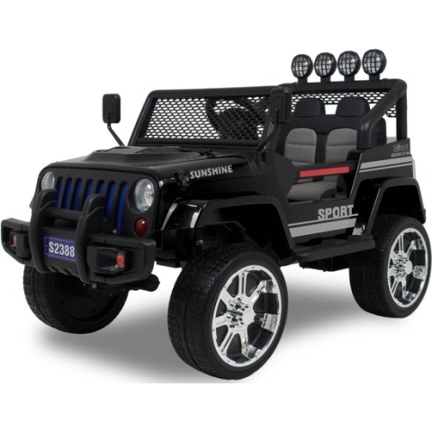 Monster Jeep Elektrische Kinderauto Zwart - Krachtig Accuvoertuig - Op Afstand Bestuurbaar - Veilig Voor Kinderen - Werkende Koplampen