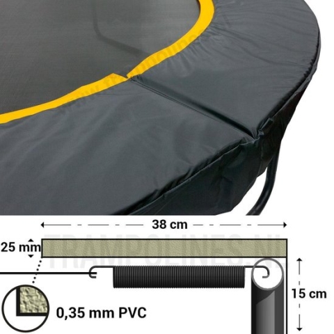 Magic Jump Trampoline Beschermrand 360 - 370 cm Zwart - Ronde trampoline rand - Extra breed randkussen
