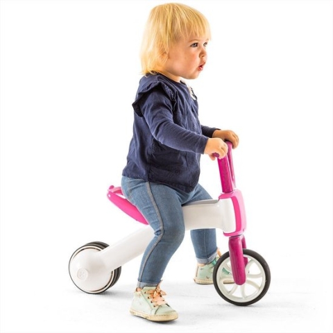 Chillafish Bunzi 2-in-1 loopfiets en driewieler, voor kinderen 1-3 jaar, combinatie van  kinderdriewieler en verstelbare lichte loopfiets in één, Roze
